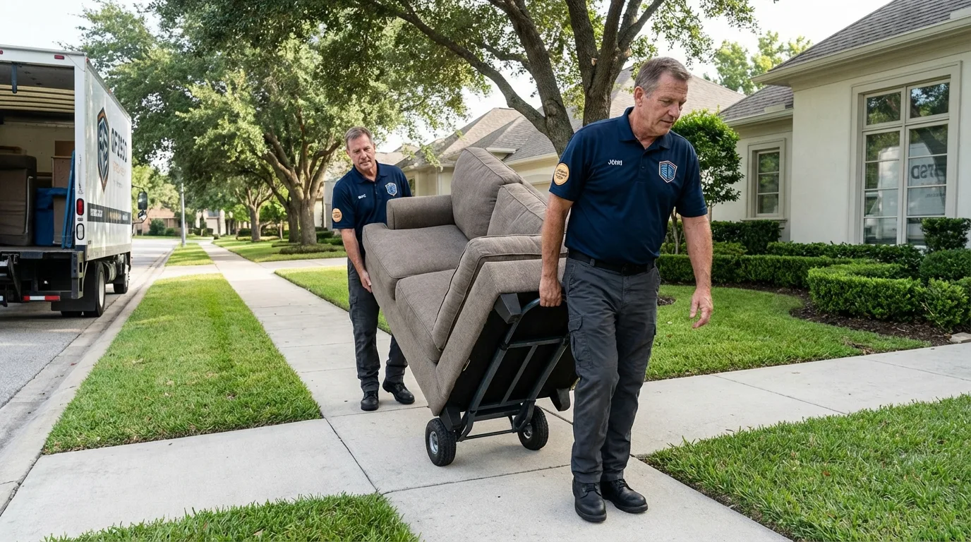 Local residential moving crew loading furniture in Waukomis, OK